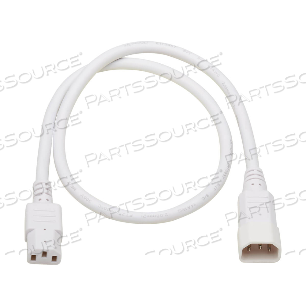 POWER CORD EXTENSION, 3 FT, 15 A, 250 V, 14 AWG, IEC 320-C14 TO IEC 320-C13, WHITE by Tripp Lite POWER CORD EXTENSION, 3 FT, 15 A, 250 V, 14 AWG, IEC 320-C14 TO IEC 320-C13, WHITE by Tripp Lite