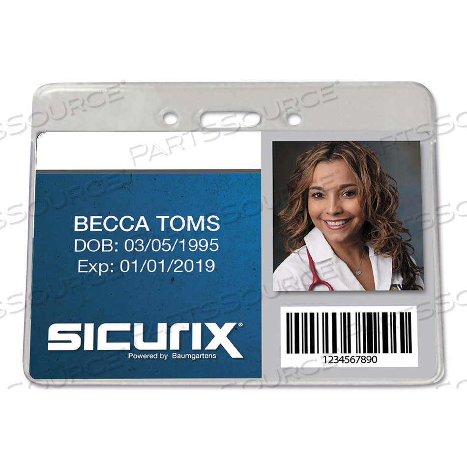 SICURIX PROXIMITY BADGE HOLDER, HORIZONTAL, 4W X 3H, CLEAR by Sicurix