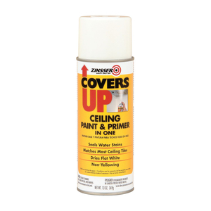 COVERS UP CEILING PAINT AND PRIMER, INTERIOR, FLAT WHITE, 13 OZ AEROSOL CAN, 6/CARTON by Zinsser