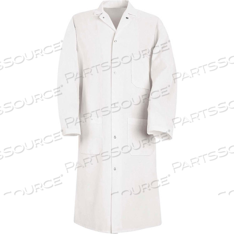 RED KAP GRIPPER-FRONT BUTCHER COAT W/EXTERIOR TOP POCKET, SPUN POLYESTER, WHITE, 2XL by VF Imagewear, Inc.