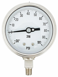 H8415 COMPOUND GAUGE HEAVY DUTY 4 IN. 30/100 by PIC Gauges