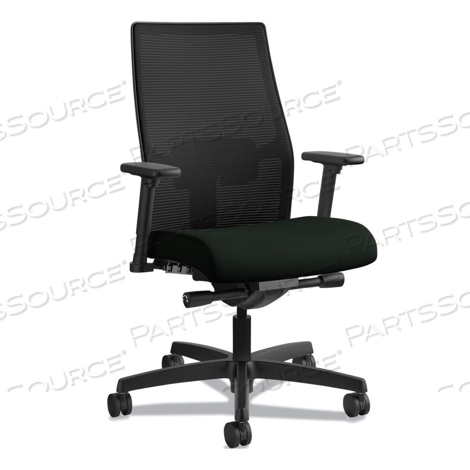 IGNITION 2.0 4-WAY STRETCH MID-BACK MESH TASK CHAIR, SUPPORTS UP TO 300 LB, 17" TO 21" SEAT HEIGHT, BLACK 