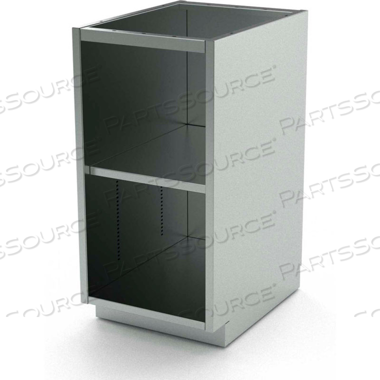 STAINLESS STEEL BASE CABINET, OPEN, 1 SHELF, 36"W X 21"D X 36"H 