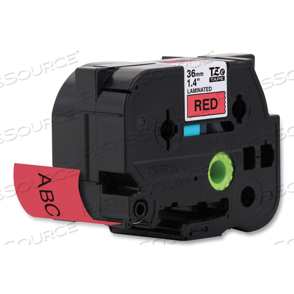 TZE STANDARD ADHESIVE LAMINATED LABELING TAPE, 1.4" X 26.2 FT, BLACK ON RED by Brother