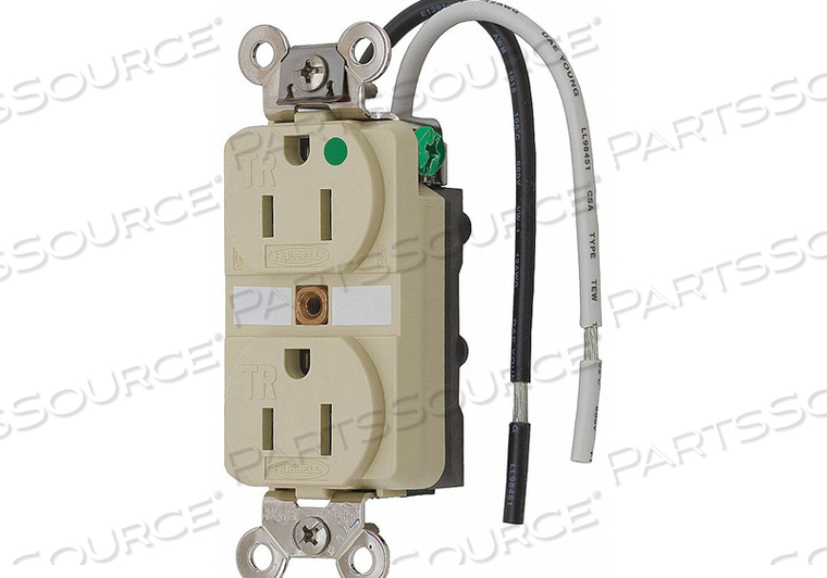 RECEPTACLE DUPLEX 15A 5-15R 125V IVORY by Hubbell Incorporated, Wiring Device-Kellums RECEPTACLE DUPLEX 15A 5-15R 125V IVORY by Hubbell Incorporated, Wiring Device-Kellums