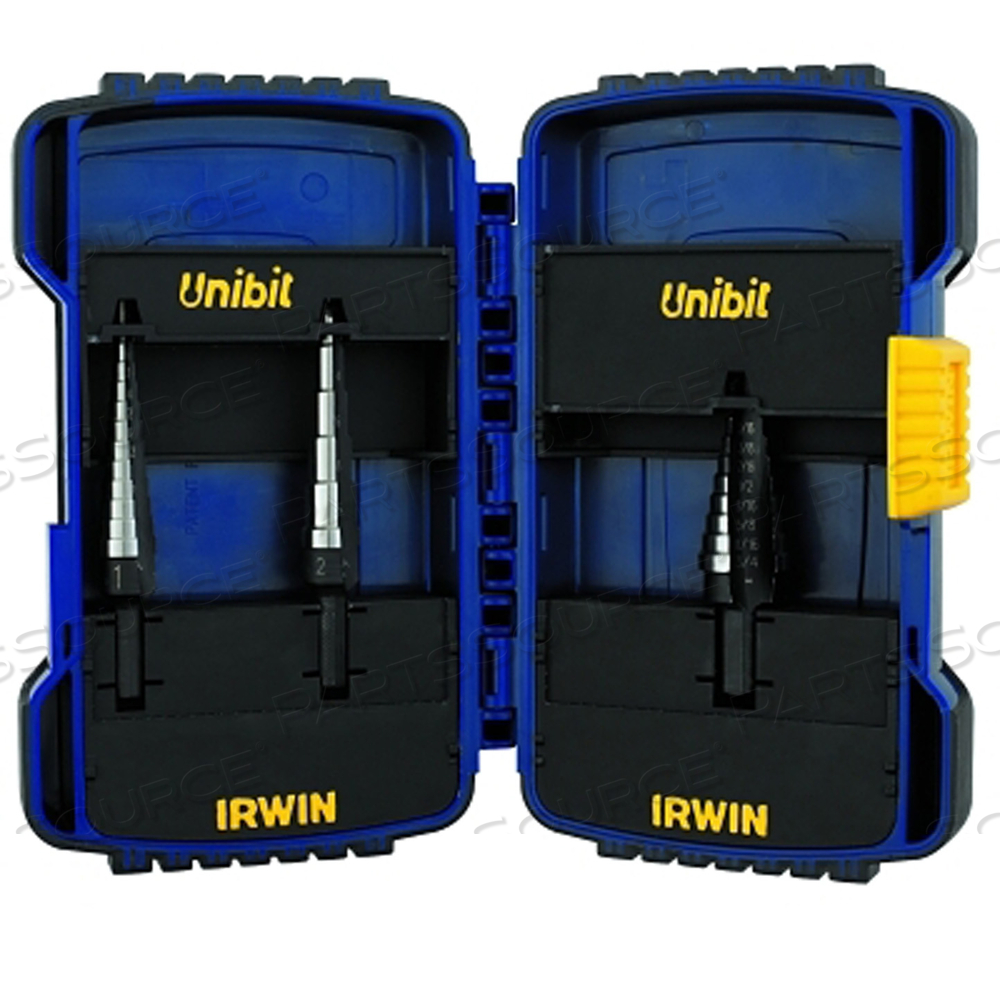 UNIBIT STEP DRILL SET, 3-PC, HSS #1/#2/#3 by IRWIN Tools