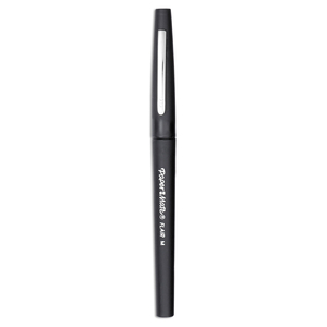 POINT GUARD FLAIR FELT TIP POROUS POINT PEN, STICK, MEDIUM 0.7 MM, BLACK INK, BLACK BARREL, DOZEN by Paper Mate