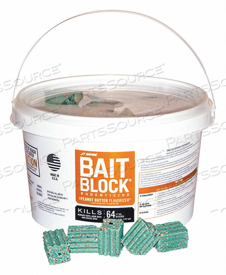 RODENTICIDE GREEN BLOCKS 4 LB PAIL by JT Eaton