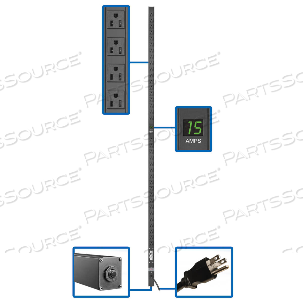 PDU METERED 120V 1.44KW 36 NEMA 5-15R 5-15P 15FT CORD 72IN 0URM by Tripp Lite
