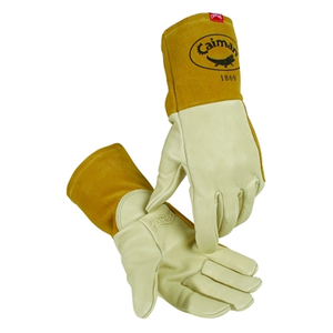 1869 COW GRAIN UNLINED WELDING GLOVES, LARGE, GOLD, 4 IN GAUNTLET CUFF by Caiman