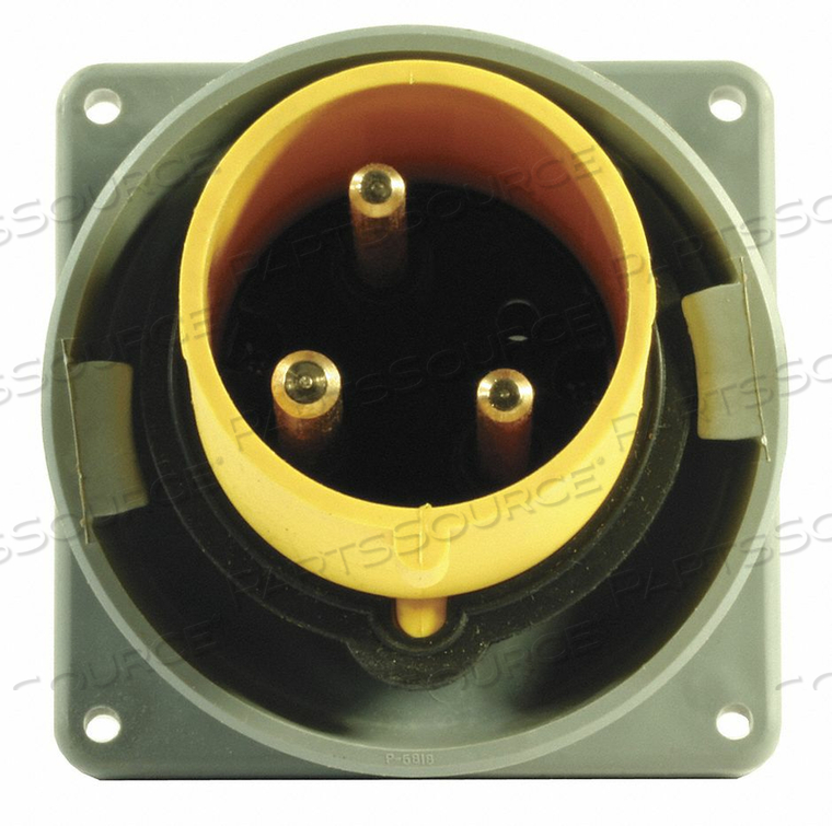 IEC PIN AND SLEEVE INLET 30A 125V YELLOW by Hubbell Incorporated, Wiring Device-Kellums