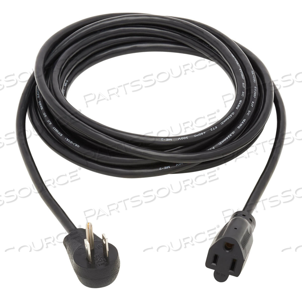 POWER EXTENSION CORD RIGHT-ANGLE 5-15P TO 5-15R 18AWG 10A 15FT by Tripp Lite