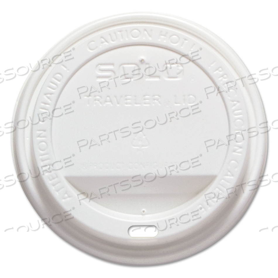 TRAVELER CAPPUCCINO STYLE DOME LID, POLYSTYRENE, FITS 10 OZ TO 24 OZ HOT CUPS, WHITE by Solo