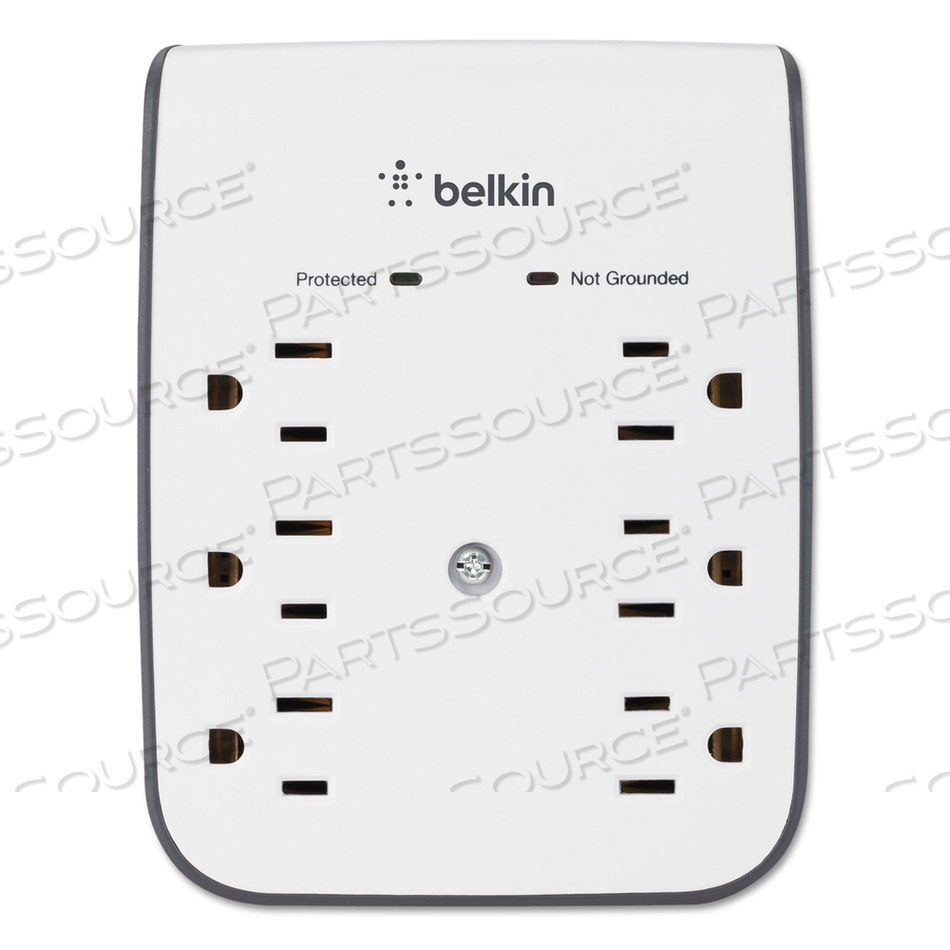 SURGEPLUS USB WALL MOUNT CHARGER, 6 AC OUTLETS/2 USB PORTS, 900 J, WHITE/BLACK by Belkin SURGEPLUS USB WALL MOUNT CHARGER, 6 AC OUTLETS/2 USB PORTS, 900 J, WHITE/BLACK by Belkin