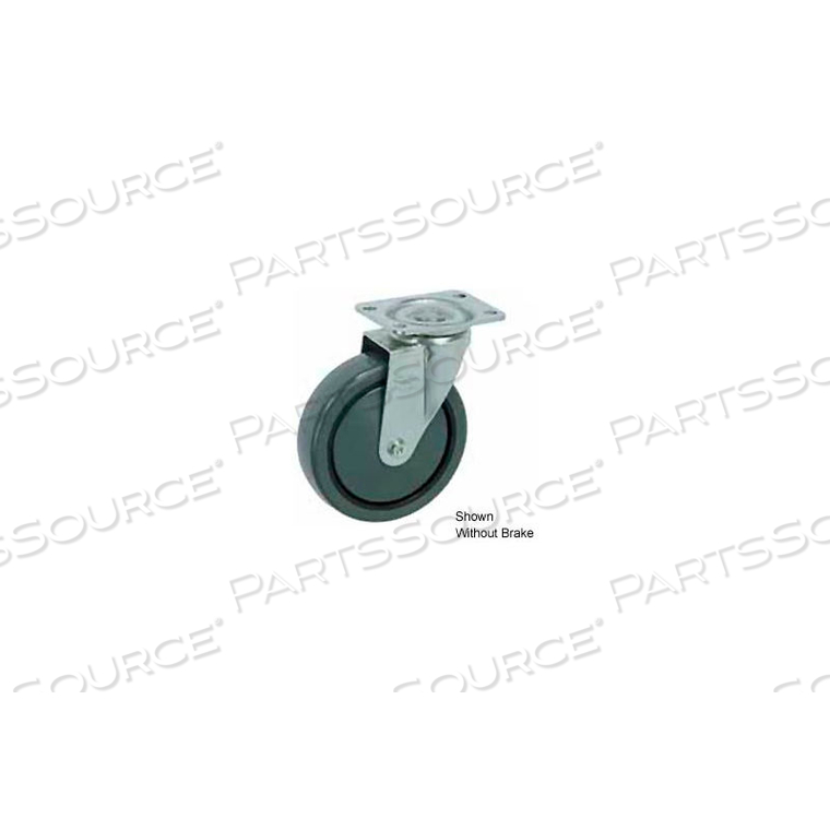 SWIVEL PLATE CASTER 5" POLYURETHANE WHEEL WITH BRAKE by Faultless Caster