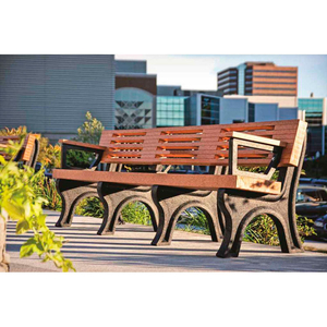 ELITE 8 FT. BACKED BENCH WITH ARMS, CEDAR BENCH/BLACK FRAME by Polly Products