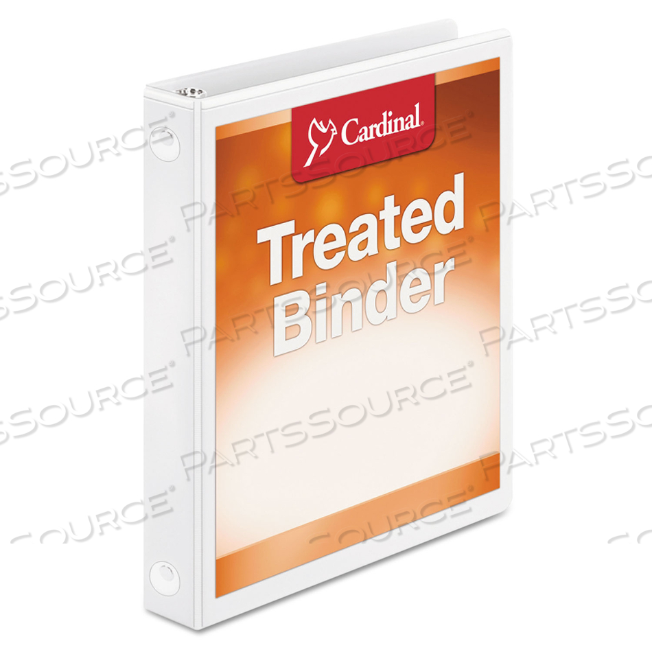 TREATED BINDER CLEARVUE LOCKING ROUND RING BINDER, 3 RINGS, 1" CAPACITY, 11 X 8.5, WHITE 