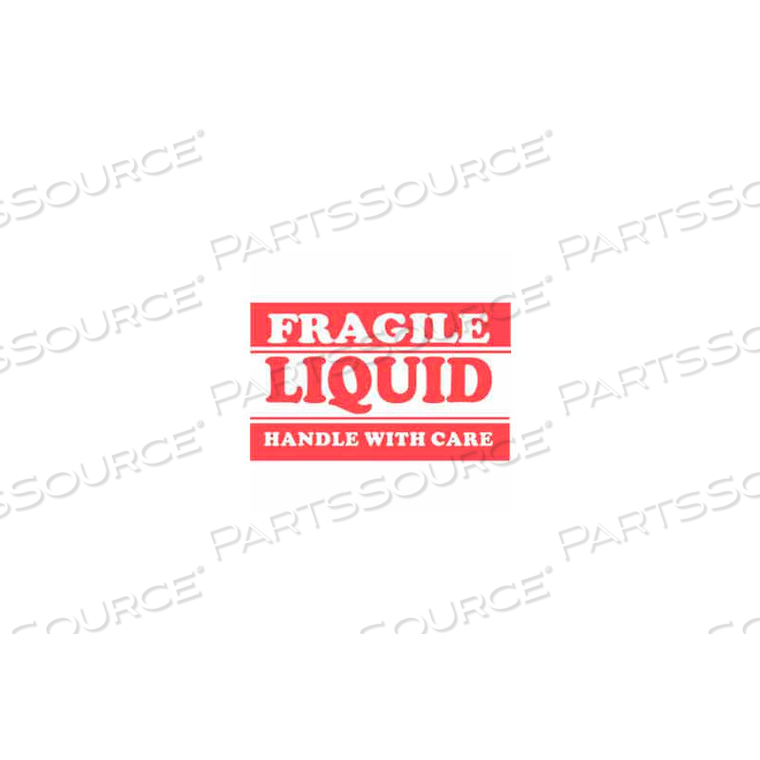 FRAGILE LIQUID HANDLE WITH CARE 3" X 5" - WHITE / RED by Decker Tape Products