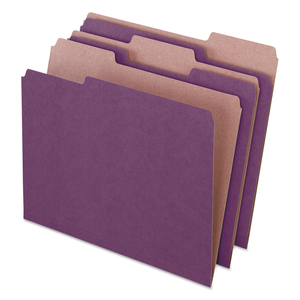 EARTHWISE BY PENDAFLEX 100% RECYCLED COLORED FILE FOLDERS, 1/3-CUT TABS: ASSORTED, LETTER, 0.5" EXPANSION, VIOLET, 100/BOX by Esselte Pendaflex Corp.