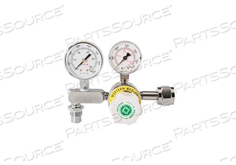 REGULATOR, AIR, BRASS AND CHROME PLATE, CGA 346 DISS OUTLET CONNECTION TYPE, 330LPM FLOW RATE, 0 TO 100PSI PRESSURE RATING by WT Farley Inc