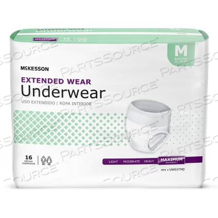 EXTENDED WEAR MAXIMUM ABSORBENT UNDERWEAR, MEDIUM (16 PER BAG) by McKesson EXTENDED WEAR MAXIMUM ABSORBENT UNDERWEAR, MEDIUM (16 PER BAG) by McKesson