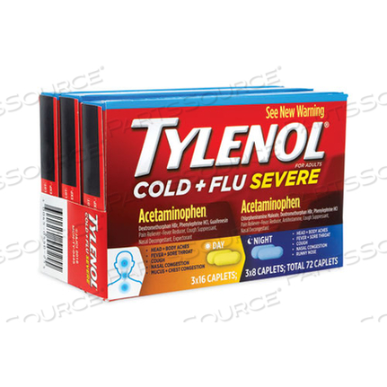 COLD AND FLU SEVERE DAY AND NIGHT CAPLETS, 24 CAPLETS/BOX, 3 BOXES/PACK 