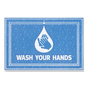 MESSAGE FLOOR MATS, 24 X 36, BLUE, "WASH YOUR HANDS" by Apache Mills