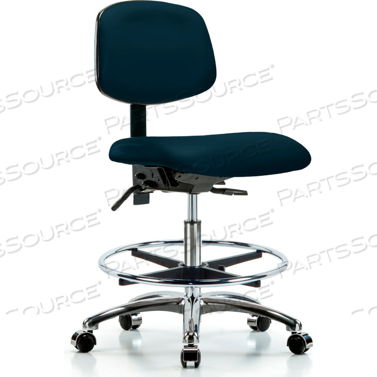 BLUE RIDGE ERGONOMICS&TRADE, TASK STOOL - ANTIBACTERIAL - MARINE BLUE W/ CHROME FOOT RING by E Com Inc BLUE RIDGE ERGONOMICS&TRADE, TASK STOOL - ANTIBACTERIAL - MARINE BLUE W/ CHROME FOOT RING by E Com Inc