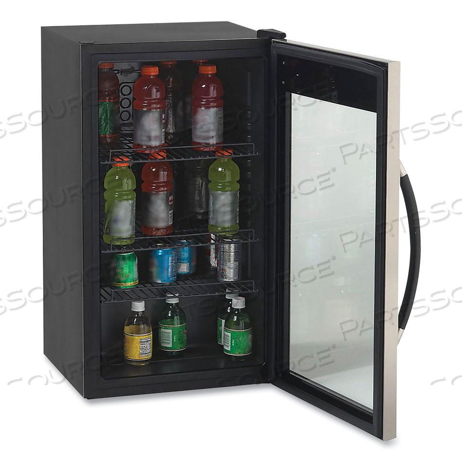 3 CU. FT. REFRIGERATOR/BEVERAGE COOLER, 18.75 X 19.5 X 33.75, BLACK/STAINLESS STEEL FRAMED GLASS DOOR by Avanti Products