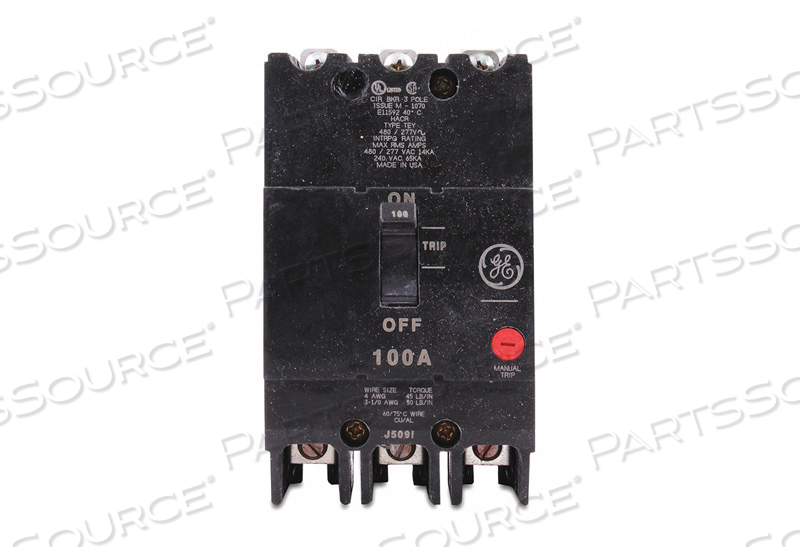 CIRCUIT BREAKER 100A 3P TEY 277/480VAC by General Electric Company