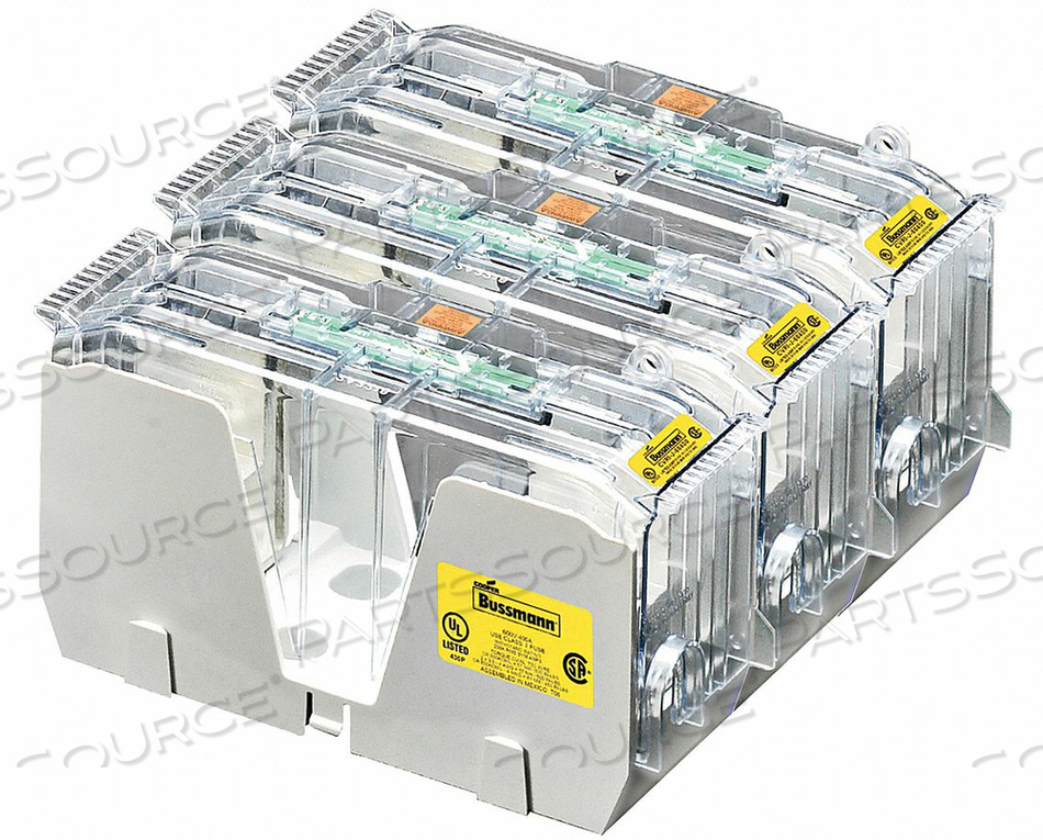 FUSE BLOCK, CLASS J FUSE, 600VAC, 400 A, 3P, REINFORCED SPRING CLIP, THERMOPLASTIC, BOX LUG by Cooper Bussmann FUSE BLOCK, CLASS J FUSE, 600VAC, 400 A, 3P, REINFORCED SPRING CLIP, THERMOPLASTIC, BOX LUG by Cooper Bussmann