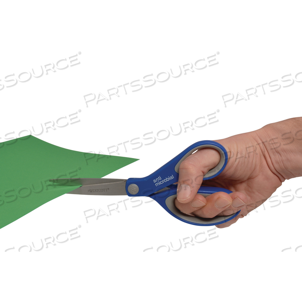 SCISSORS WITH ANTIMICROBIAL PROTECTION, 8" LENGTH, 3.25" CUT LENGTH, BLUE/GRAY STRAIGHT HANDLE by Westcott SCISSORS WITH ANTIMICROBIAL PROTECTION, 8" LENGTH, 3.25" CUT LENGTH, BLUE/GRAY STRAIGHT HANDLE by Westcott