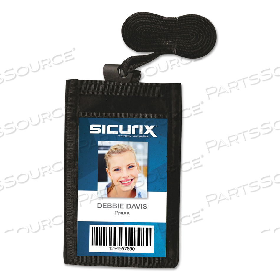 SICURIX ID NECK POUCH, VERTICAL, 3 X 4 3/4, BLACK by Sicurix