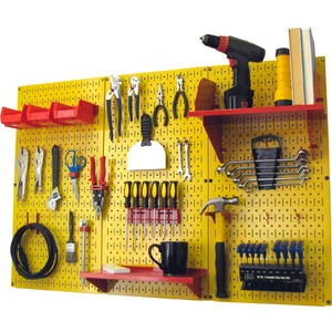 PEGBOARD STANDARD TOOL STORAGE KIT, YELLOW/RED, 48" X 32" X 9" by Wall Control Pegboard