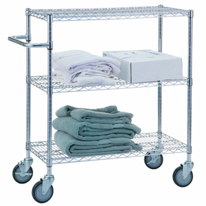 MOBILE LINEN CART WITH 3 WIRE SHELVES, 36"L X 18"W X 42"H by R&B Wire Products, Inc.