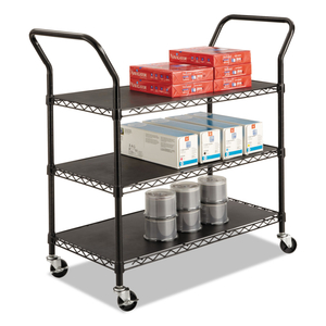 WIRE UTILITY CART, METAL, 3 SHELVES, 600 LB CAPACITY, 43.75" X 19.25" X 40.5", BLACK by Safco