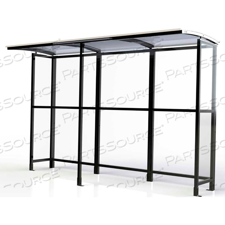 OPEN FRONT SMOKING SHELTER - FREESTANDING - 10'4"W X 3'6"D X 7'11"H CLEAR ROOF by No Butts Bin Co.