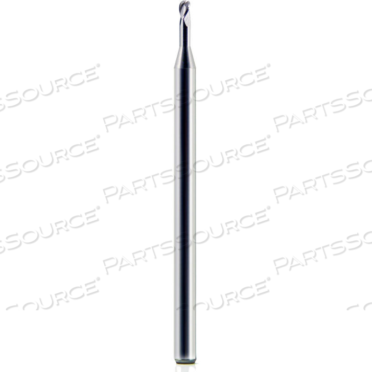 0.055" DIA., 0.082" LOC, 2-1/2" OAL, 0.165" LBS, 3 FLUTE CARBIDE BALL SINGLE END MILL, UNCOATED 