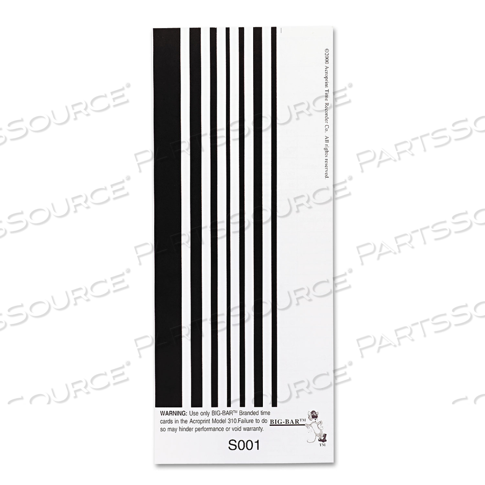 TIME CLOCK CARDS FOR ACROPRINT ATT310, ONE SIDE, 4 X 10 by Acroprint TIME CLOCK CARDS FOR ACROPRINT ATT310, ONE SIDE, 4 X 10 by Acroprint