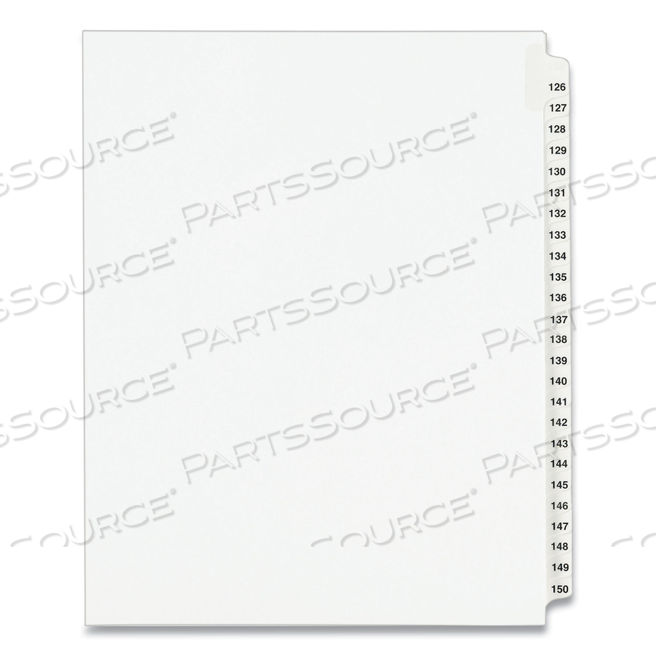 PREPRINTED LEGAL EXHIBIT SIDE TAB INDEX DIVIDERS, AVERY STYLE, 25-TAB, 126 TO 150, 11 X 8.5, WHITE, 1 SET, (1335) by Avery