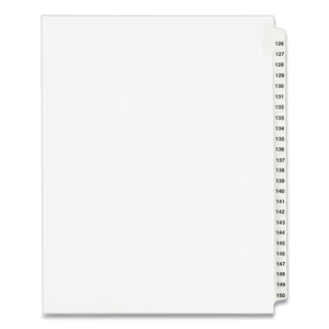 PREPRINTED LEGAL EXHIBIT SIDE TAB INDEX DIVIDERS, AVERY STYLE, 25-TAB, 126 TO 150, 11 X 8.5, WHITE, 1 SET, (1335) by Avery