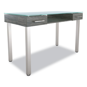 PRESTIGE GLASS WRITING DESK, 47.1" X 23.5" X 29.5", GRAY by Union & Scale