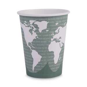 WORLD ART RENEWABLE AND COMPOSTABLE HOT CUPS, 12 OZ, GRAY, 50/PACK by Eco-Products