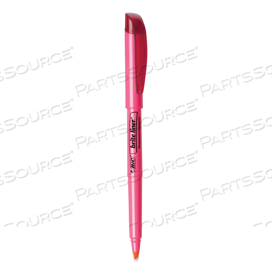 BRITE LINER HIGHLIGHTER WITH POCKET CLIP, CHISEL TIP, PINK INK, DOZEN by BIC BRITE LINER HIGHLIGHTER WITH POCKET CLIP, CHISEL TIP, PINK INK, DOZEN by BIC