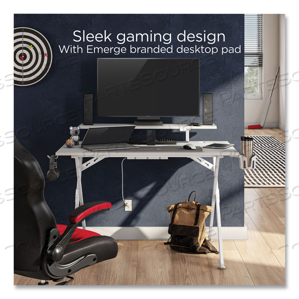 VIZON 47" GAMING DESK, 47.2" X 26.6" X 35", WHITE COLORWAY by Union & Scale