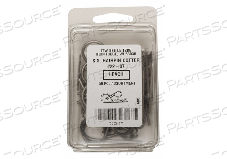 HAIRPIN COTTER ASST 18-8 50 PCS 5 SIZES by ITW
