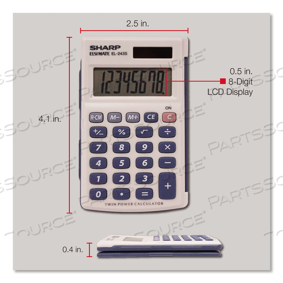 EL-243SB SOLAR POCKET CALCULATOR, 8-DIGIT LCD by Sharp Electronics Corporation