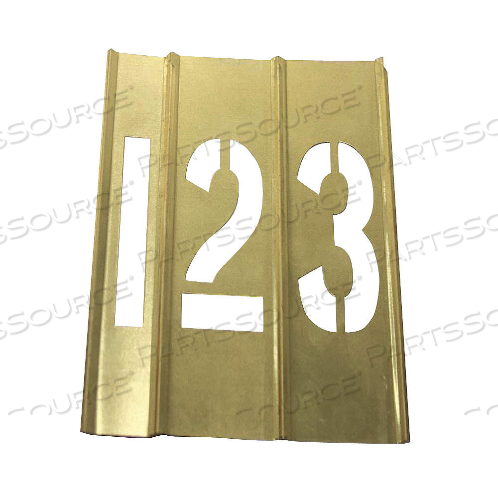 STENCIL KIT, 0 TO 9/PUNCTUATION, 2 IN CHARACTER HT, BRASS, INTERLOCKING by Approved Vendor