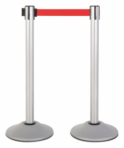 STEEL STANCHION SILVER 7.5FT RED BELT PR by US Weight