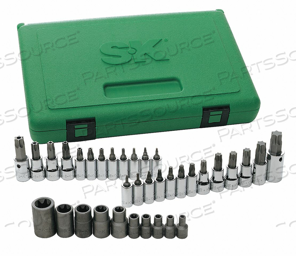TORX SOCKET SET 1/4 3/8 1/2 DR 35 PC by SK Professional Tools TORX SOCKET SET 1/4 3/8 1/2 DR 35 PC by SK Professional Tools
